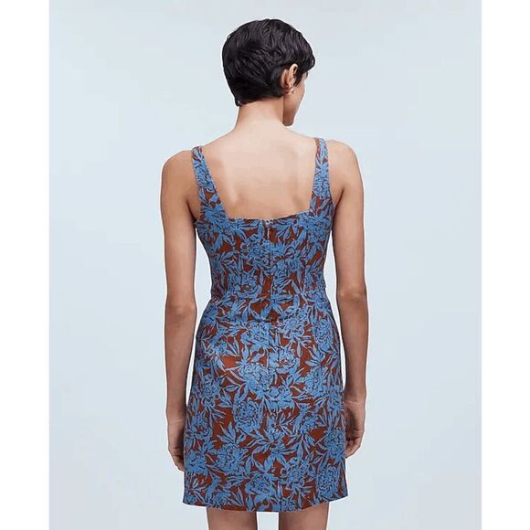 Madewell Sweetheart Mini Dress in Floral 100% Linen Blue Isle Size 4 NWT - Picture 2 of 9
